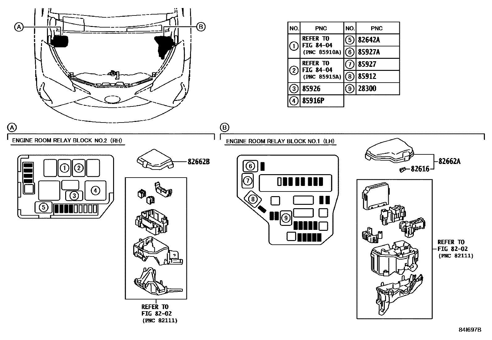 Toyota YARIS 开关和继电器和ECU EPC diagram — 84I697B