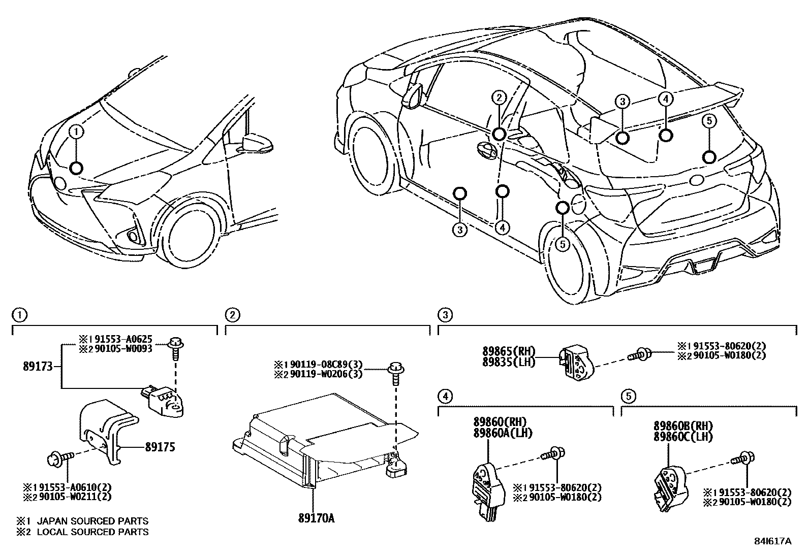 Toyota YARIS 空气囊 EPC diagram — 84I617A