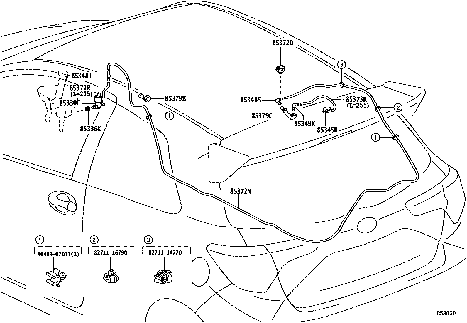 Toyota YARIS 后清洗器 EPC diagram — 853850