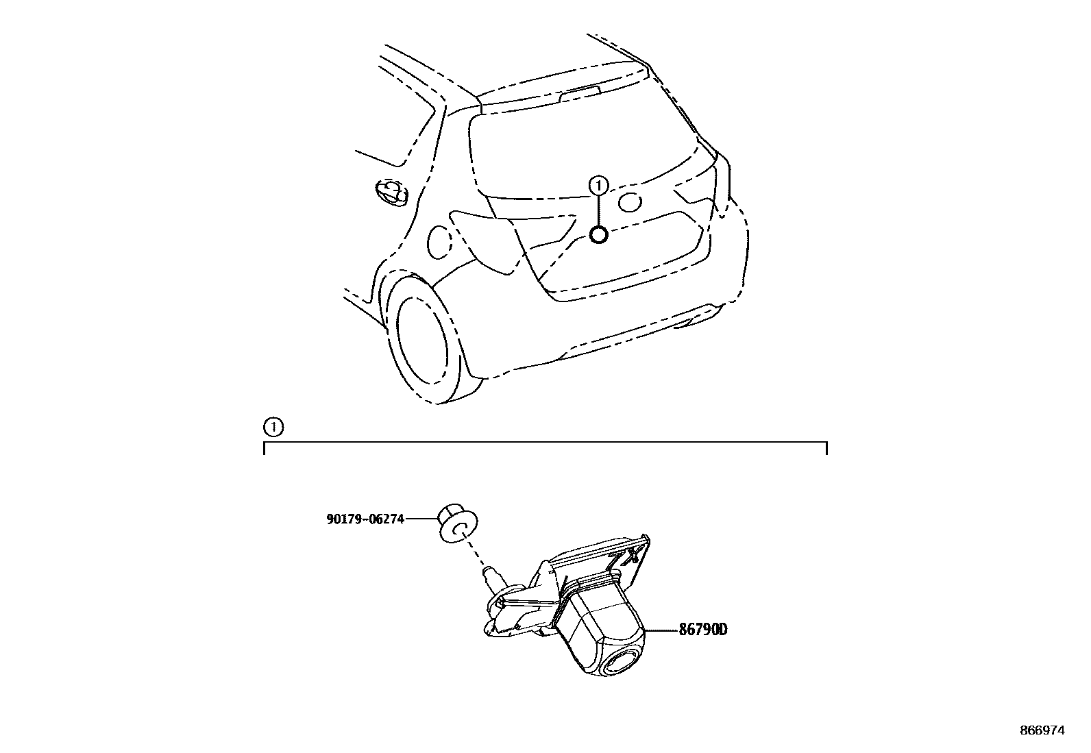 Toyota YARIS 倒车影像和摄像头 EPC diagram — 866974