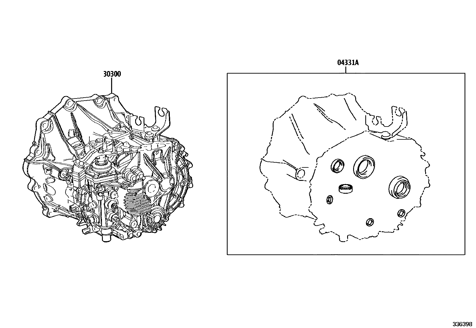 Toyota YARIS 传动桥或变速器总成和衬垫组件(MTM) EPC diagram — 336398