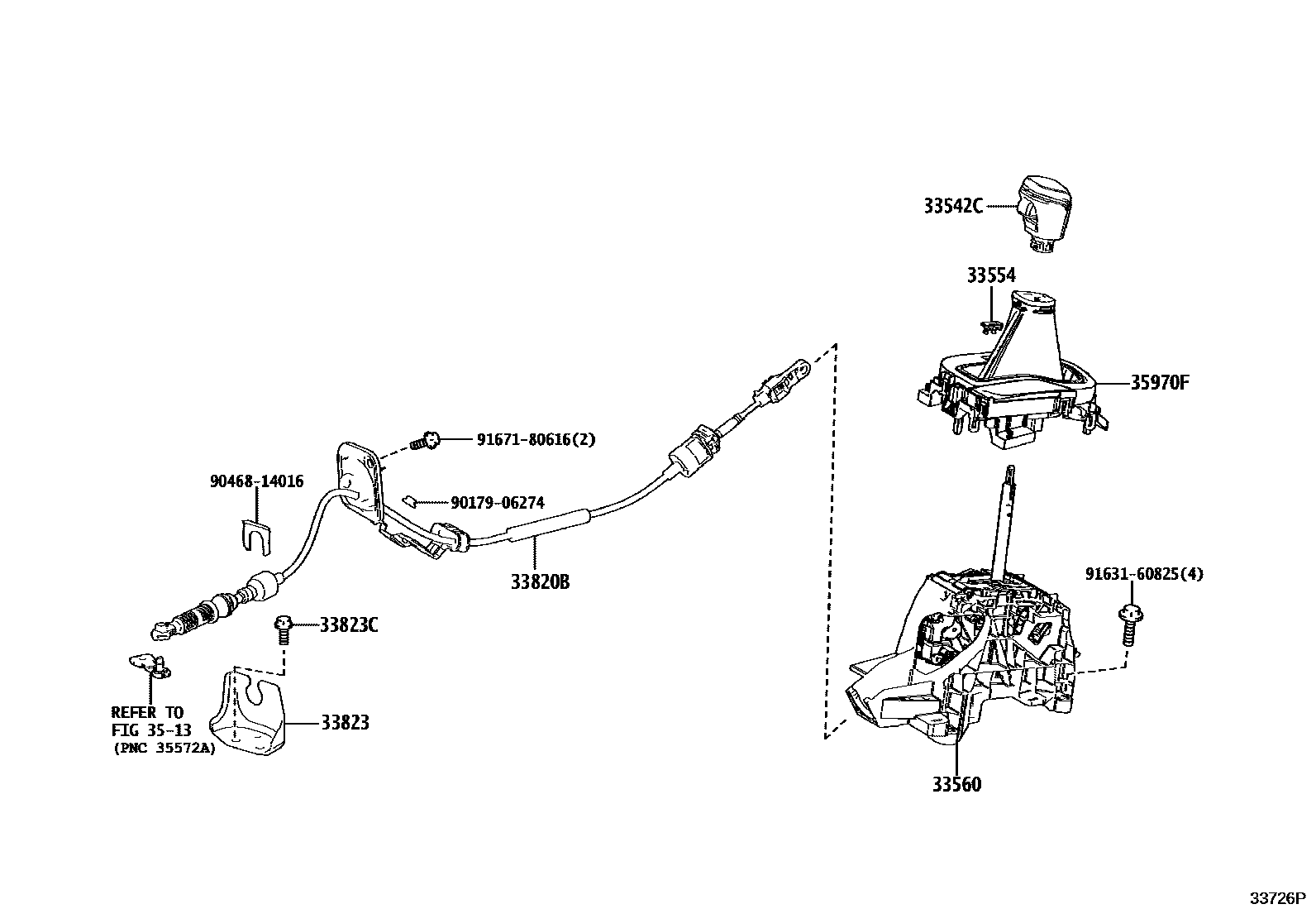 Toyota YARIS Shift Lever & Retainer EPC diagram — 33726P