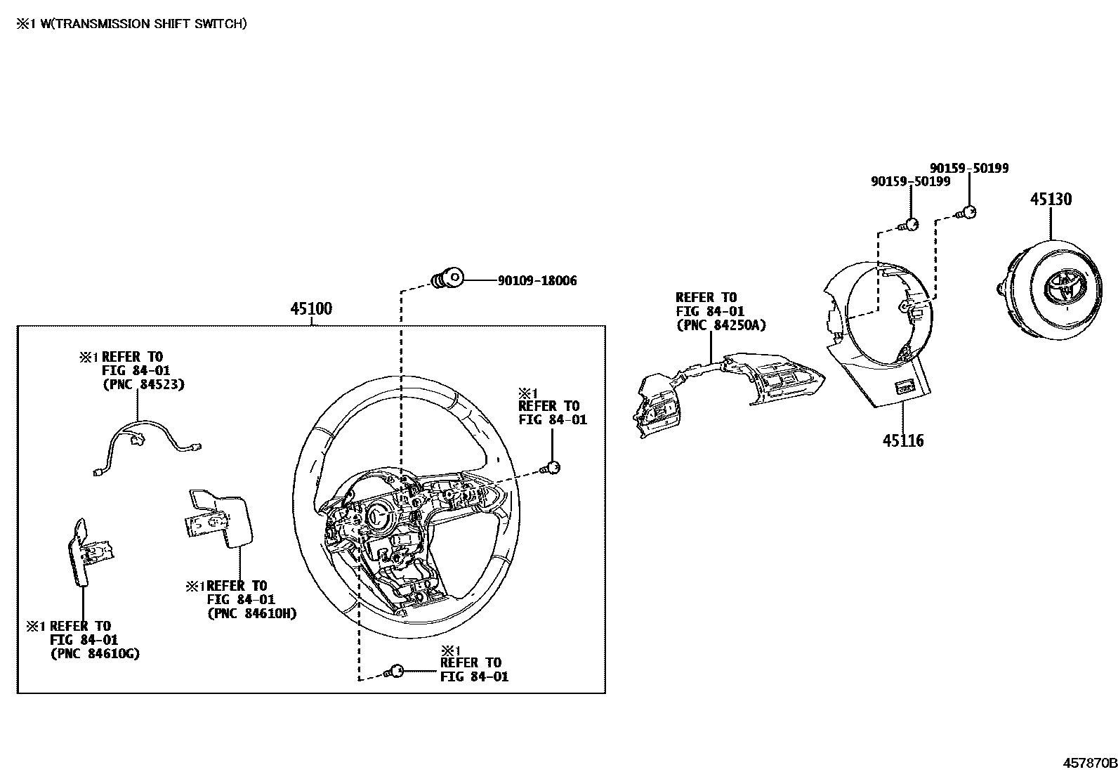 Toyota YARIS Steering Wheel EPC diagram — 457870B