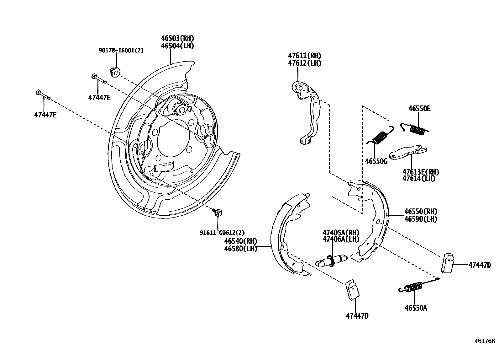 Toyota YARIS Parking Brake & Cable EPC diagram — 461766