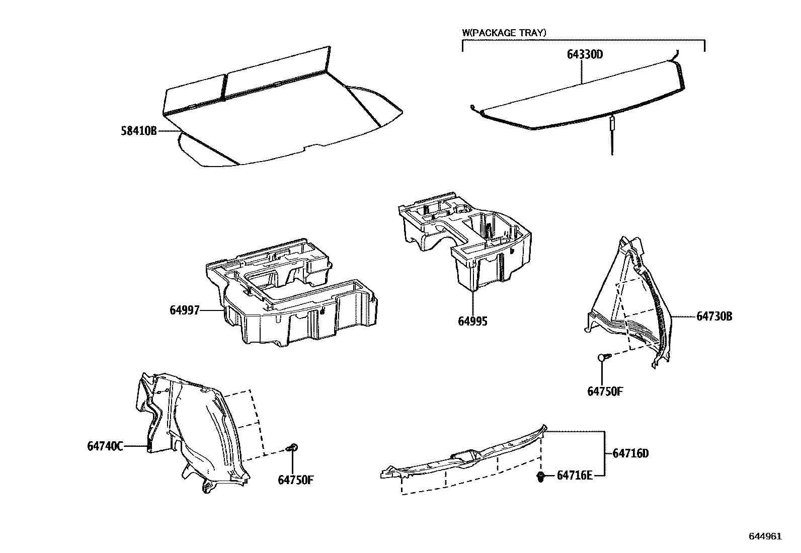 Toyota YARIS 底板和底板装饰罩 EPC diagram — 644961