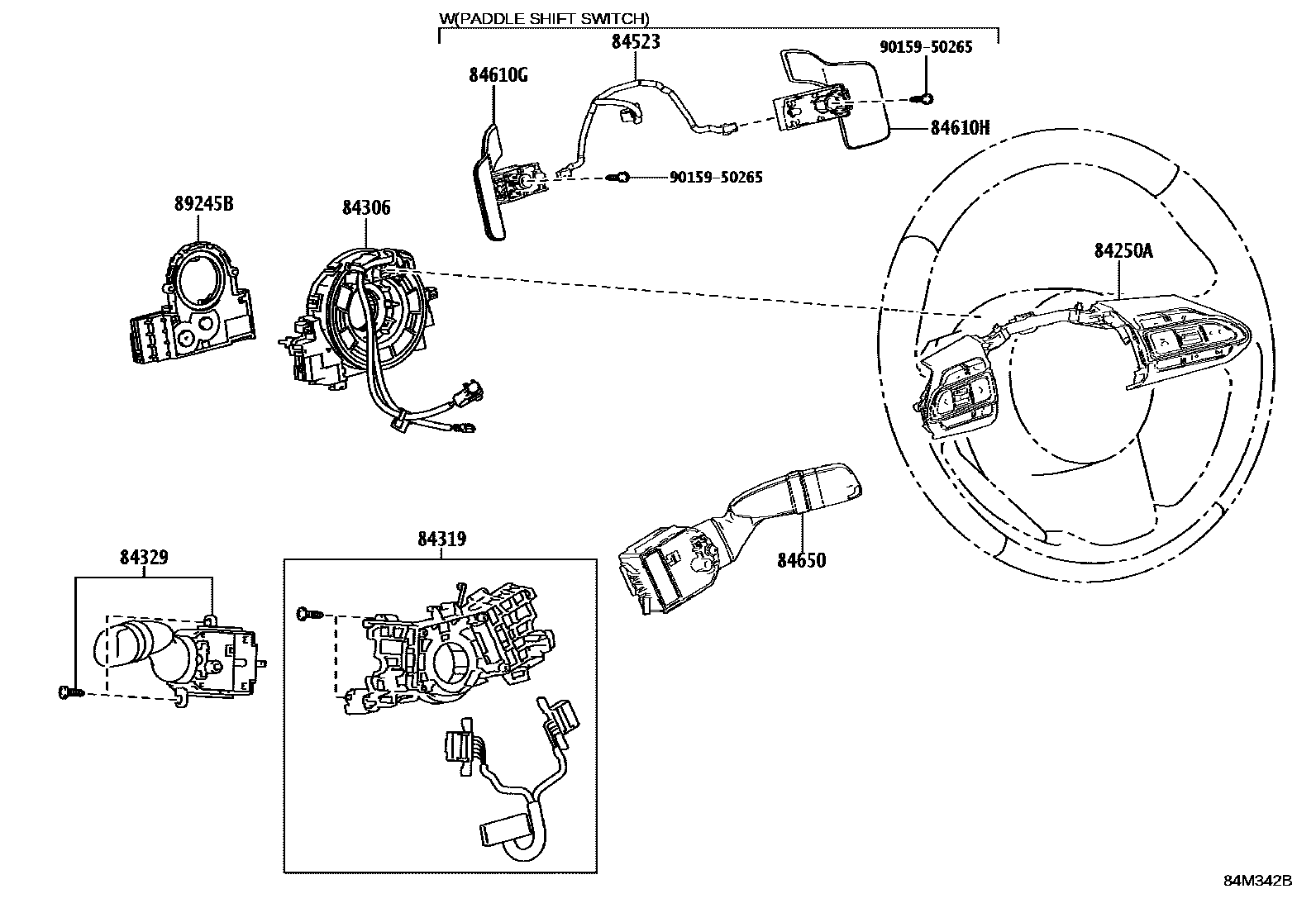 Toyota YARIS 开关和继电器和ECU EPC diagram — 84M342B