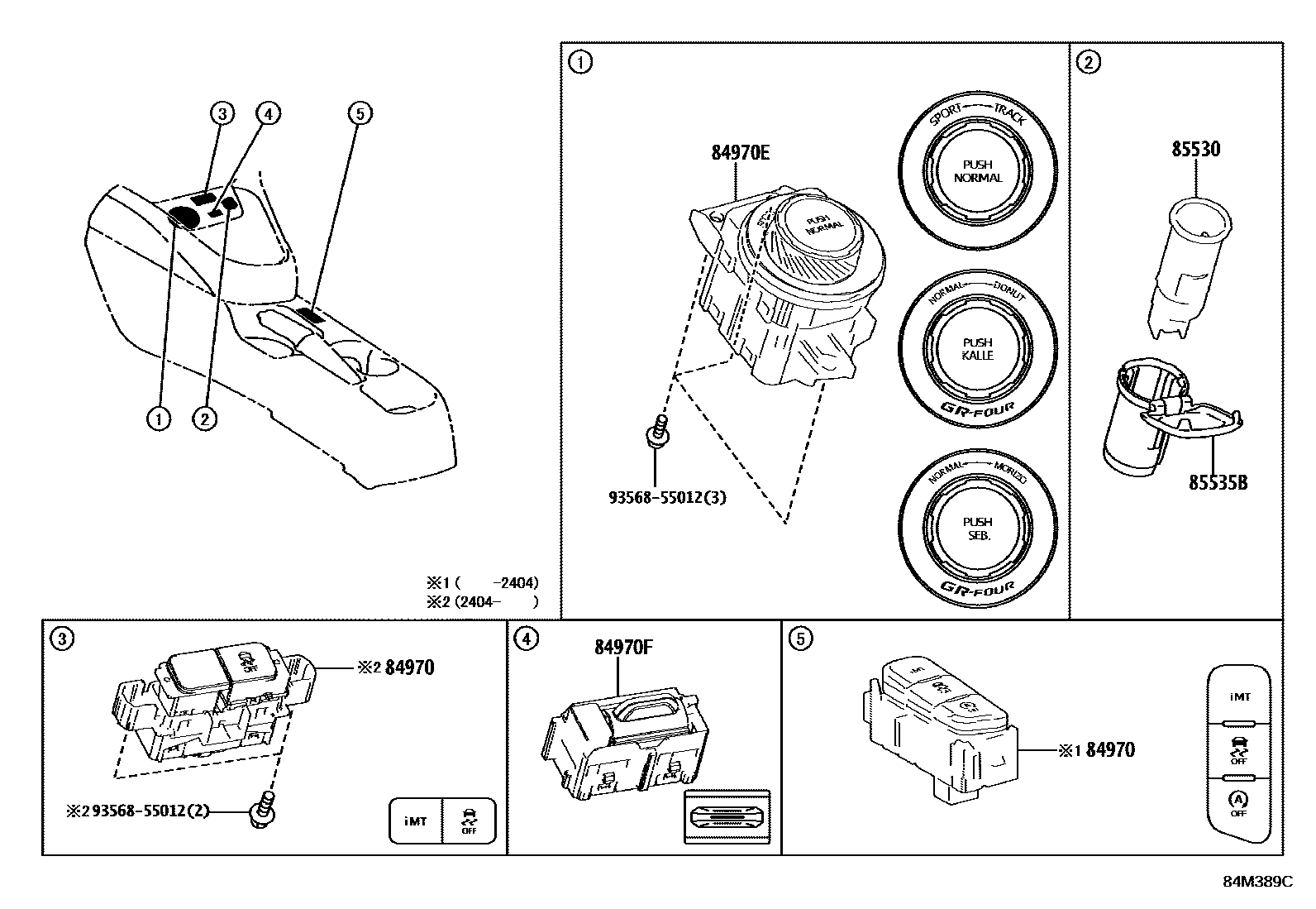 Toyota YARIS 开关和继电器和ECU EPC diagram — 84M389C