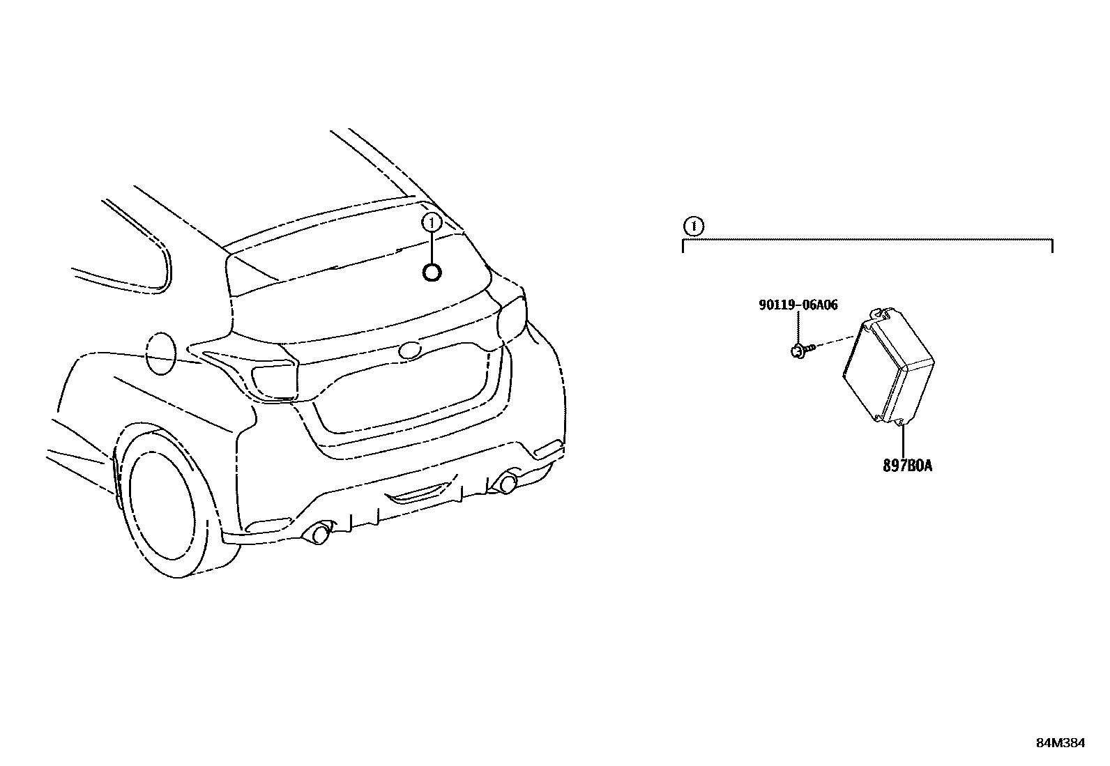 Toyota YARIS 轮胎压力警告系统 EPC diagram — 84M384