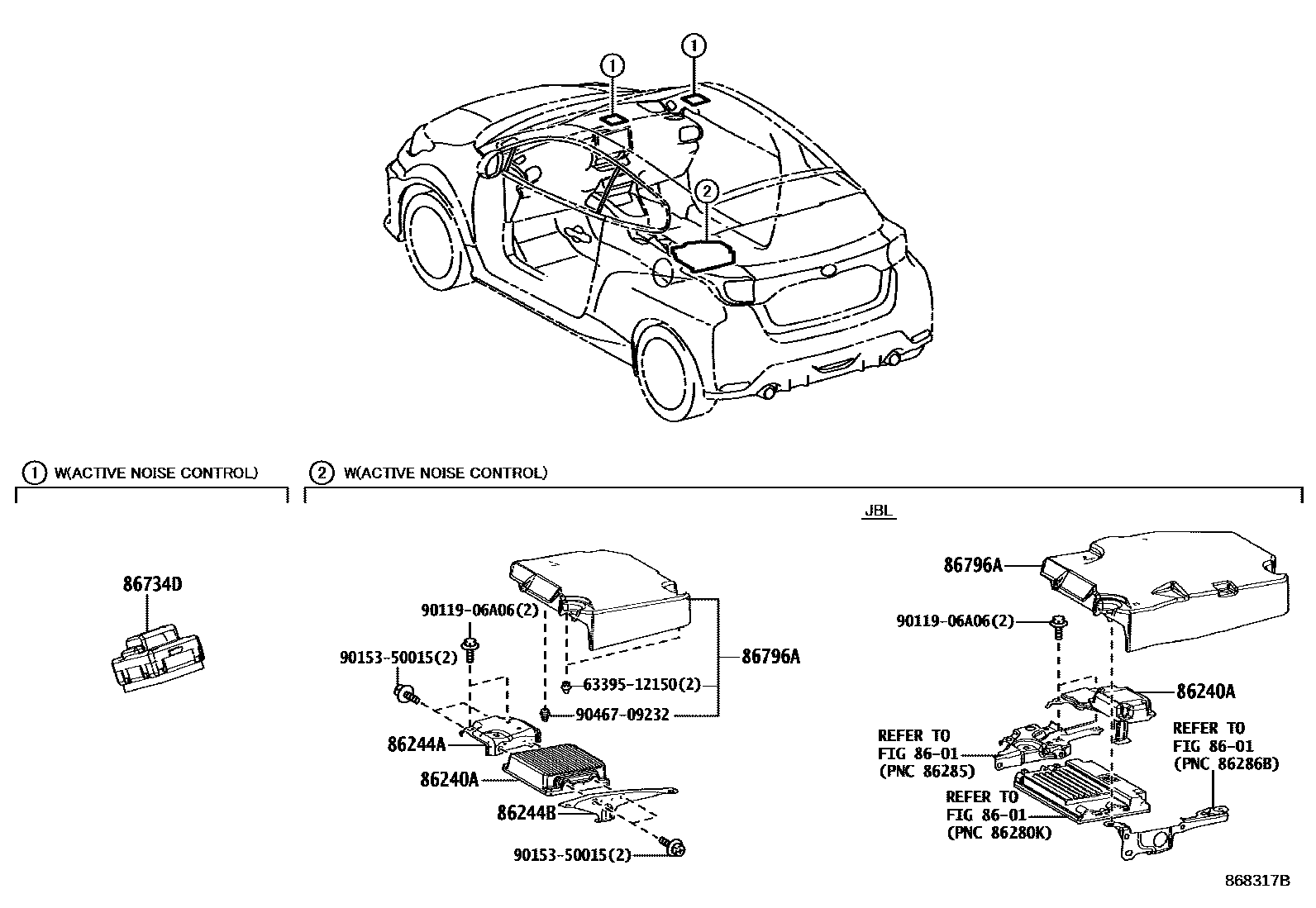 Toyota YARIS 扬声器 EPC diagram — 868317B