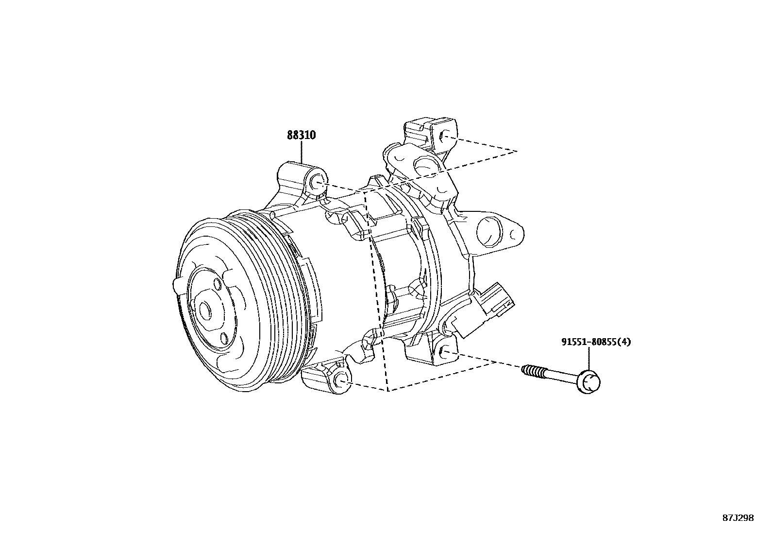 Toyota YARIS Heating & Air Conditioning - Compressor EPC diagram — 87J298