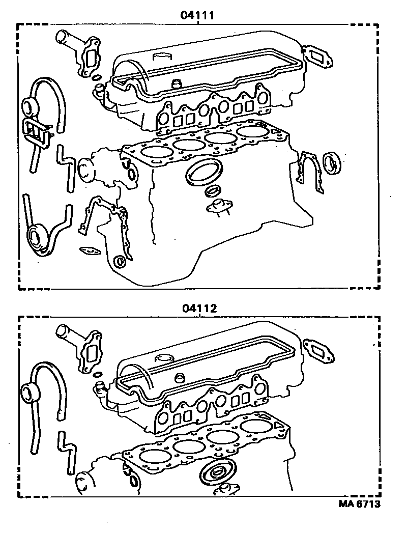 Toyota COROLLA Engine Overhaul Gasket Kit EPC diagram — MA6713