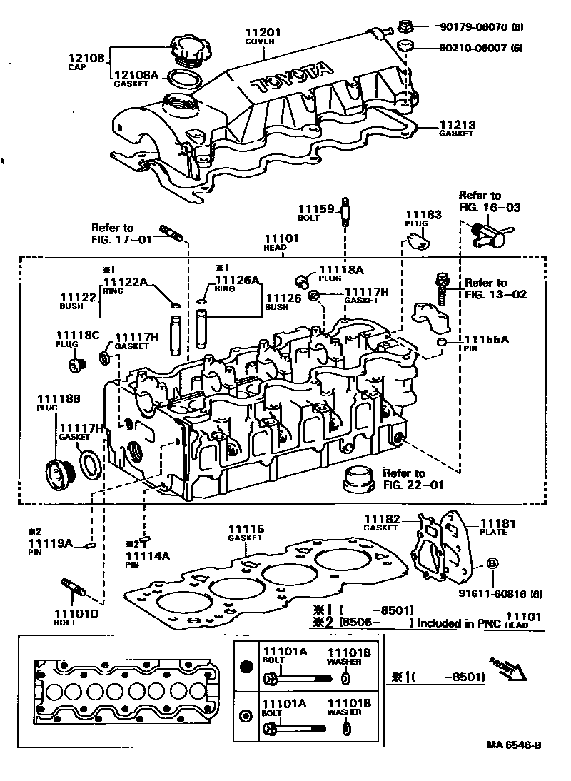 Toyota COROLLA Cylinder Head EPC diagram — MA6546B
