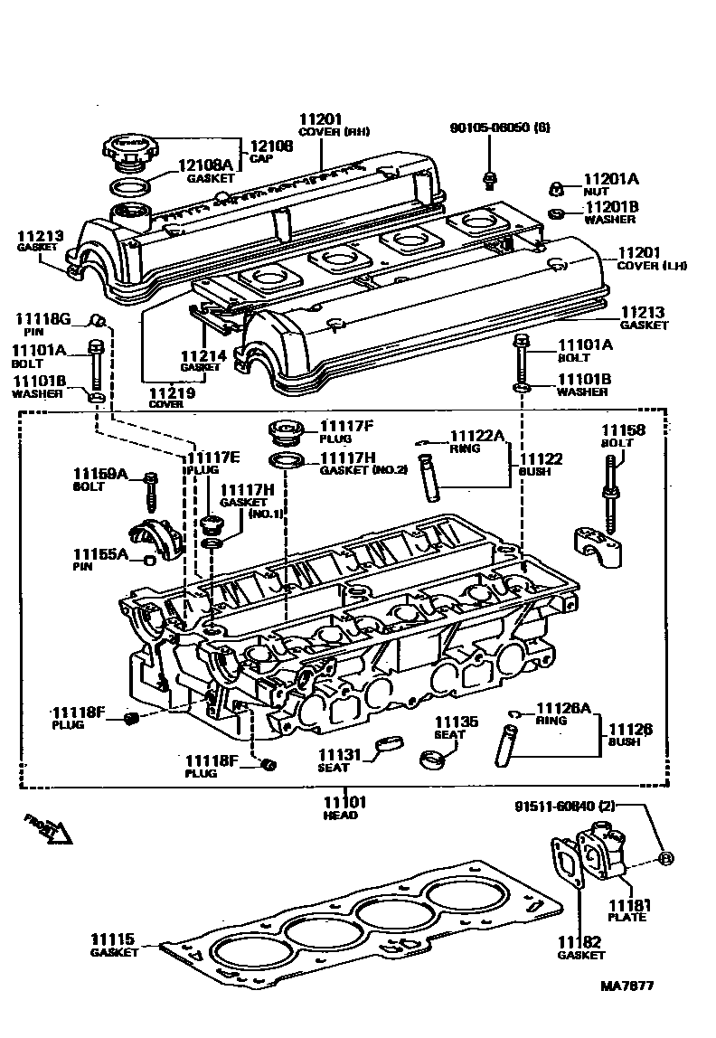 Toyota COROLLA Cylinder Head EPC diagram — MA7877