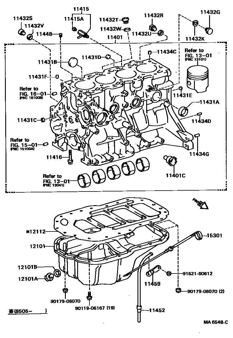 Toyota COROLLA Cylinder Block EPC diagram — MA6548C
