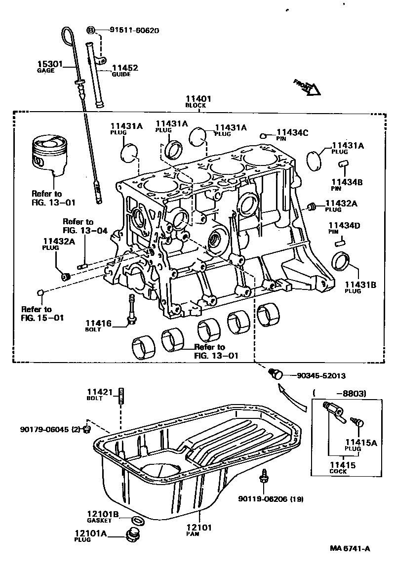 Toyota COROLLA Cylinder Block EPC diagram — MA6741A