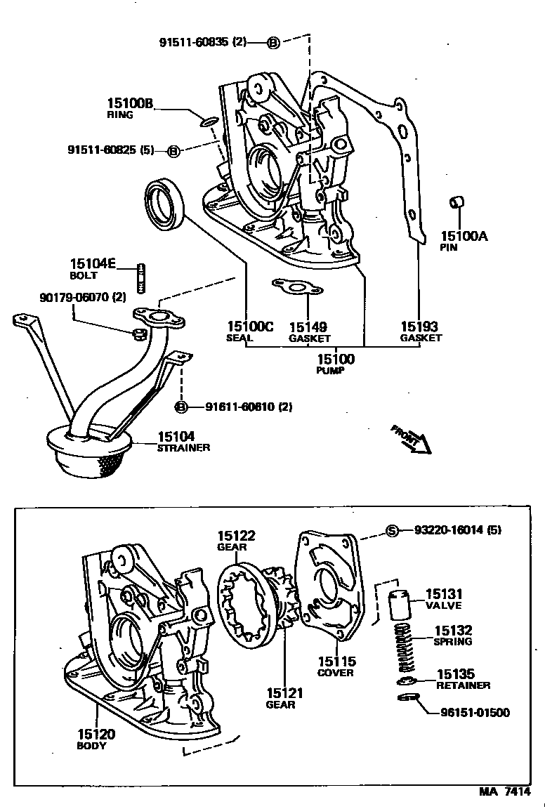 Toyota COROLLA Engine Oil Pump EPC diagram — MA7414