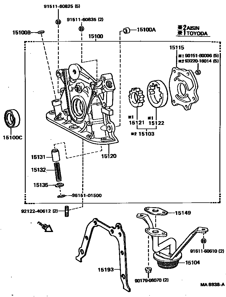 Toyota COROLLA Engine Oil Pump EPC diagram — MA8938A
