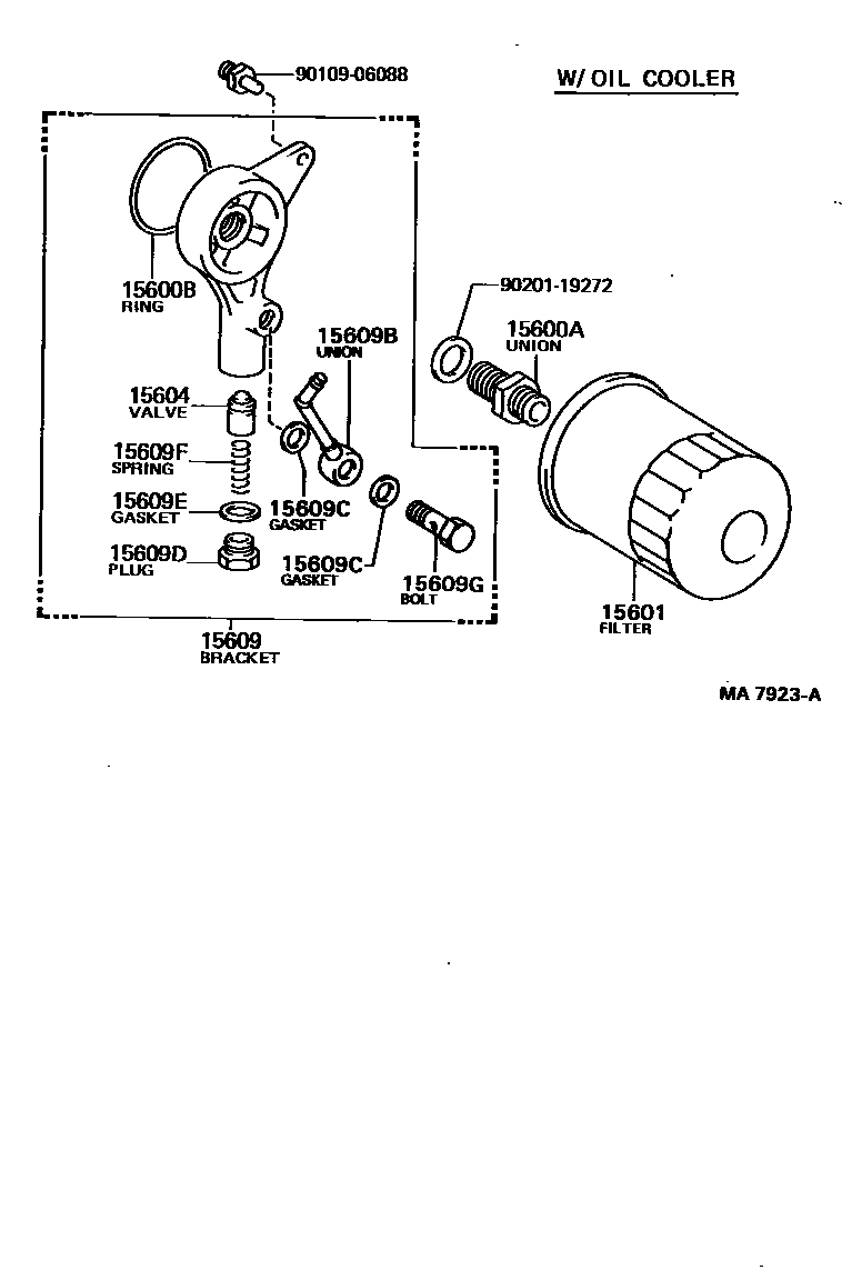 Toyota COROLLA Oil Filter EPC diagram — MA7923A