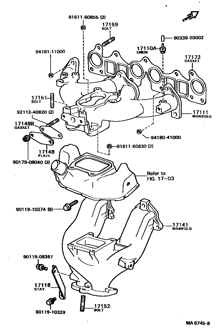 Toyota COROLLA Manifold EPC diagram — MA6745B