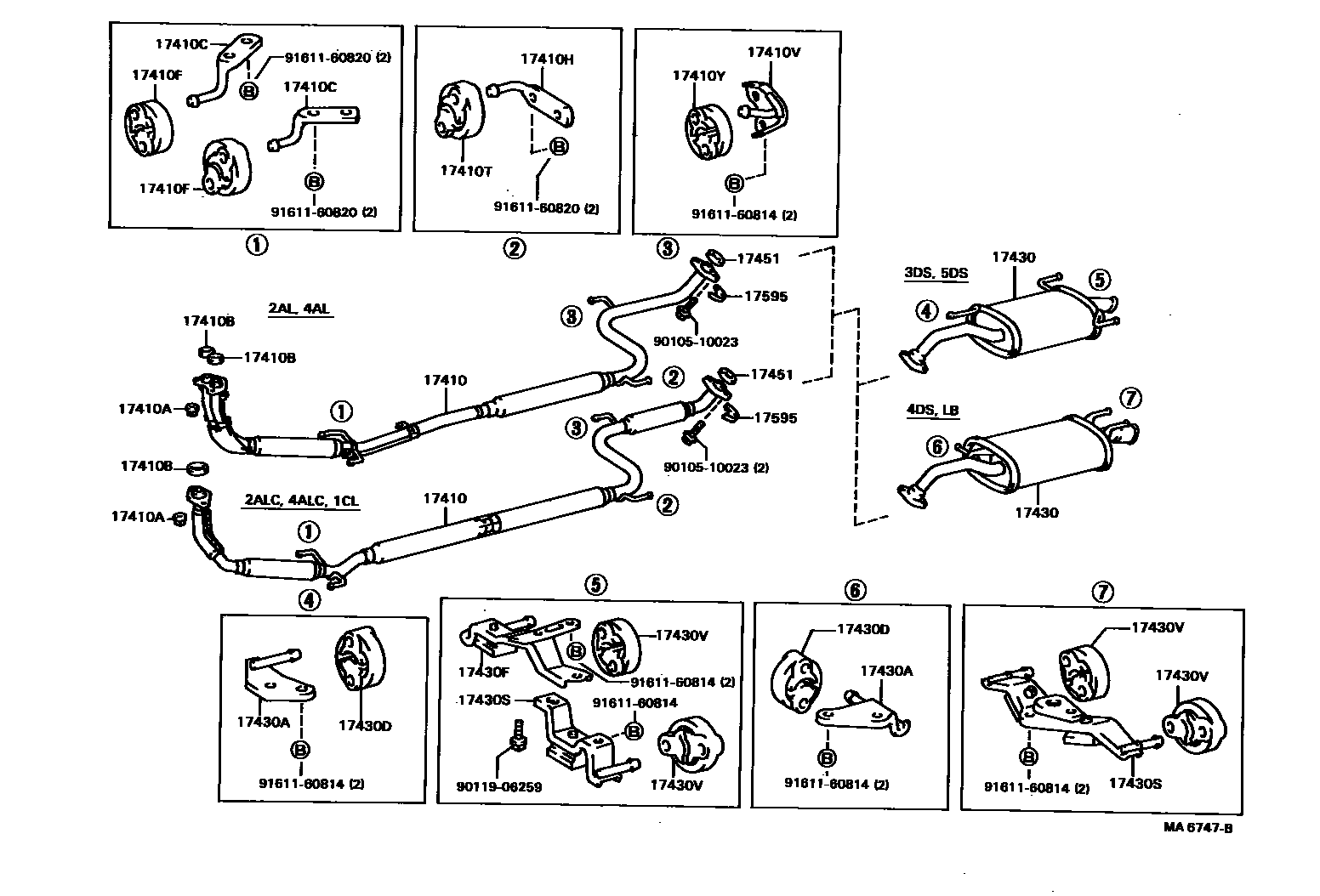 Toyota COROLLA Exhaust Pipe EPC diagram — MA6747B