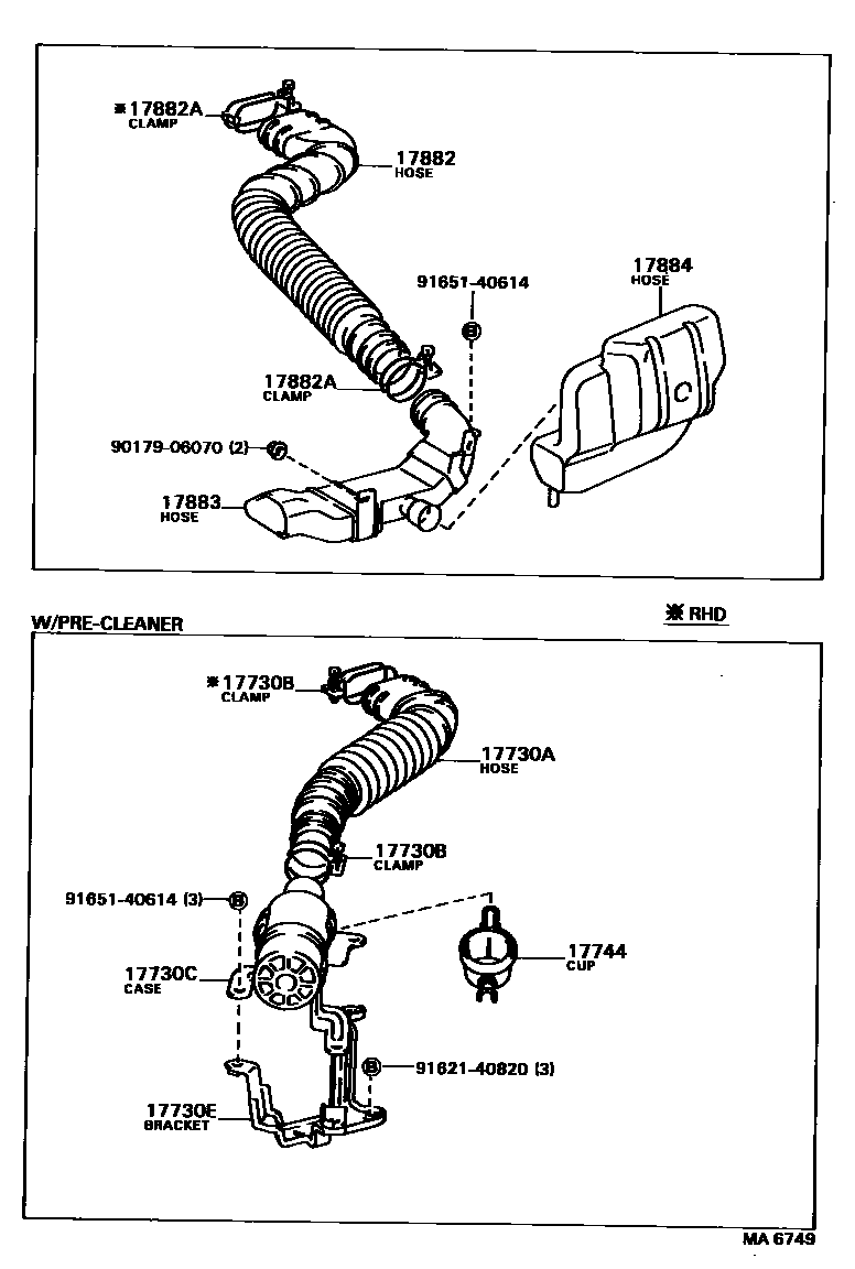 Toyota COROLLA Air Cleaner EPC diagram — MA6749