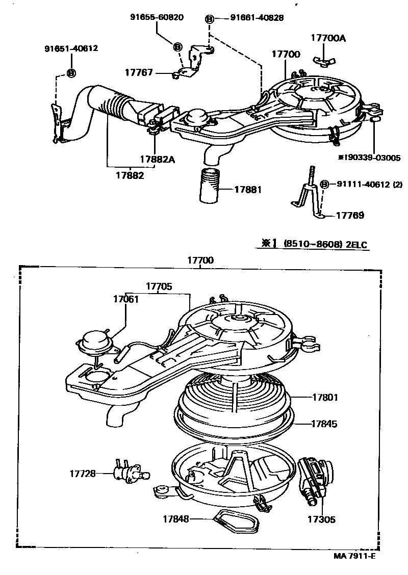 Toyota COROLLA Air Cleaner EPC diagram — MA7911E