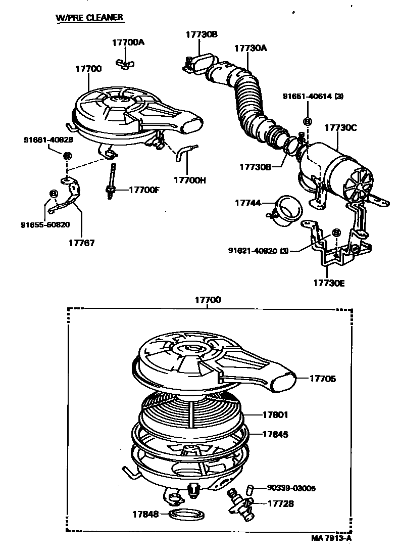 Toyota COROLLA Air Cleaner EPC diagram — MA7913A