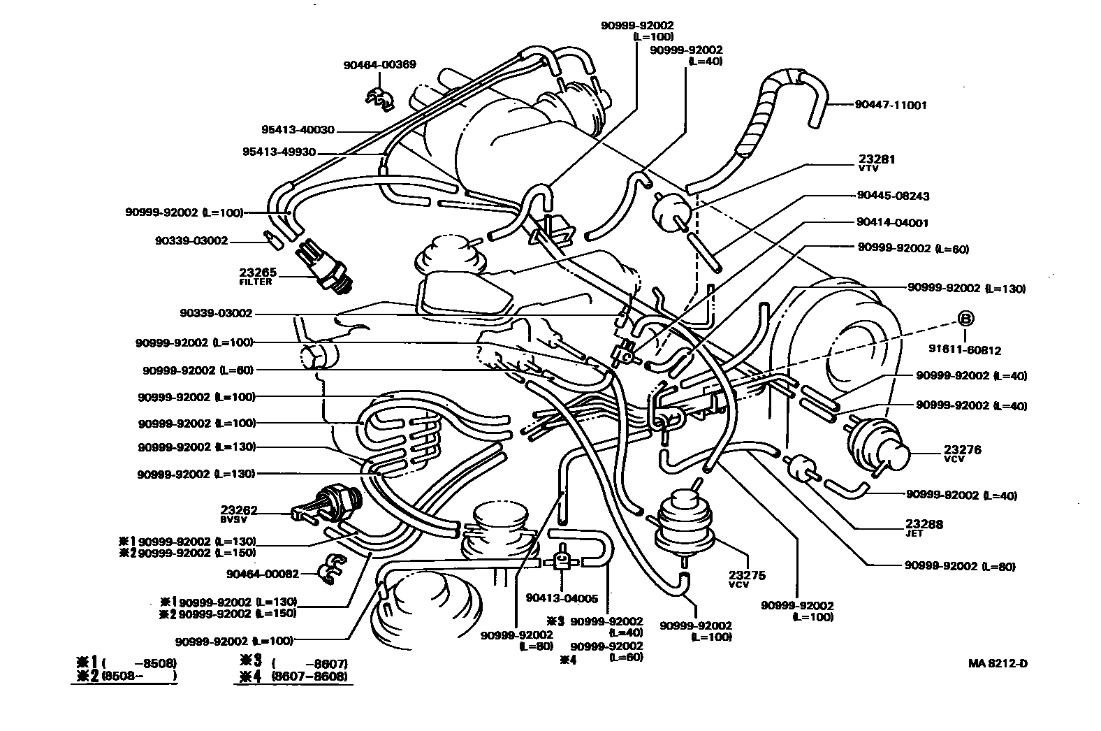 Toyota COROLLA vacuum tube EPC diagram — MA8212D