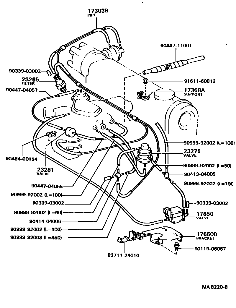 Toyota COROLLA vacuum tube EPC diagram — MA8220B