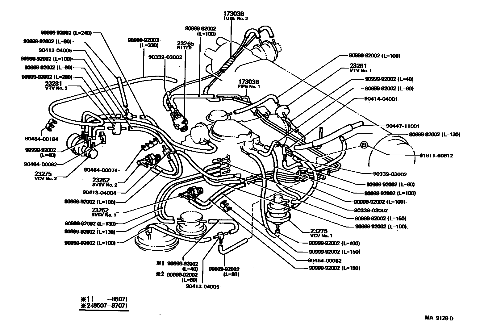Toyota COROLLA vacuum tube EPC diagram — MA9126D