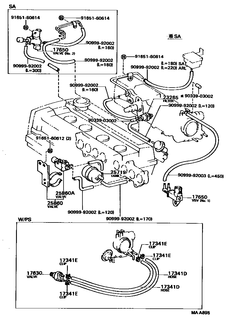 Toyota COROLLA vacuum tube EPC diagram — MAA895