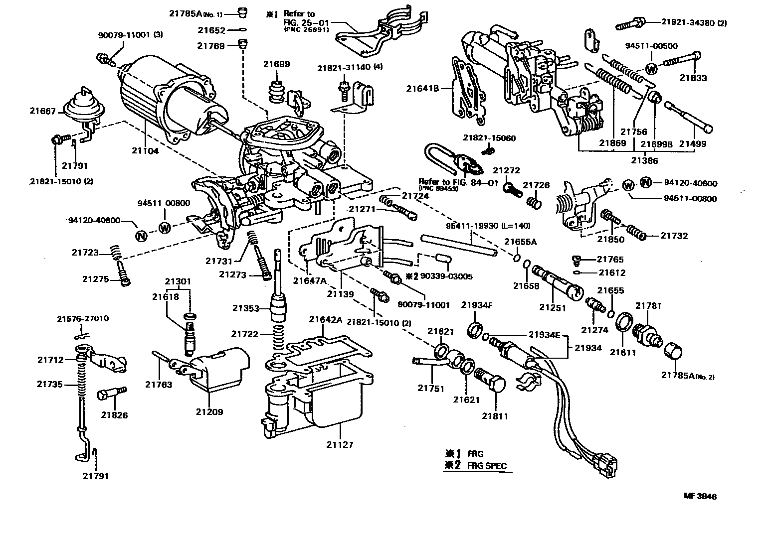Toyota COROLLA 化油器 EPC diagram — MF3846