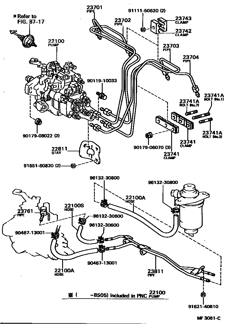 Toyota COROLLA 喷油泵总成 EPC diagram — MF3061C