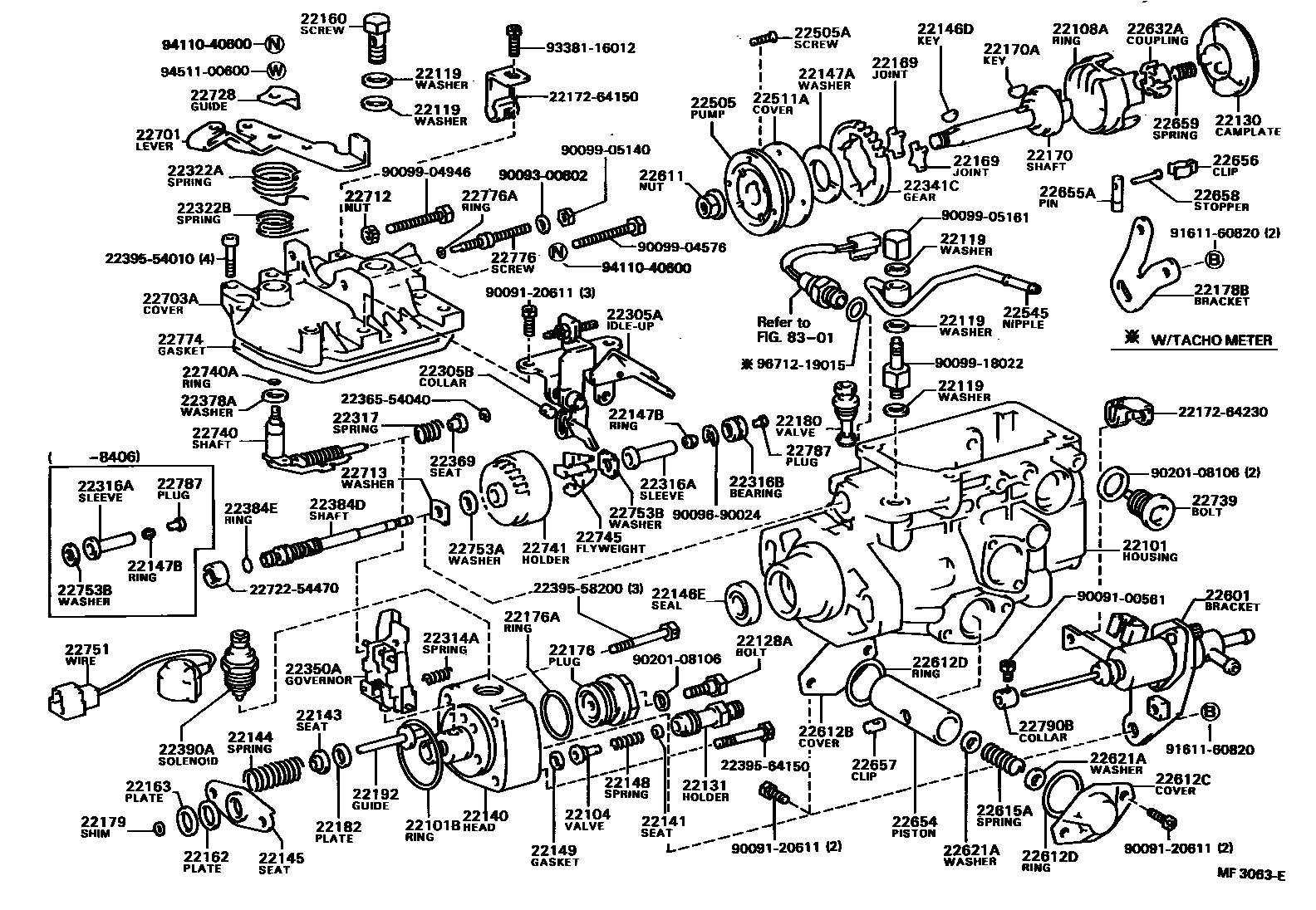 Toyota COROLLA 喷油泵体 EPC diagram — MF3063E