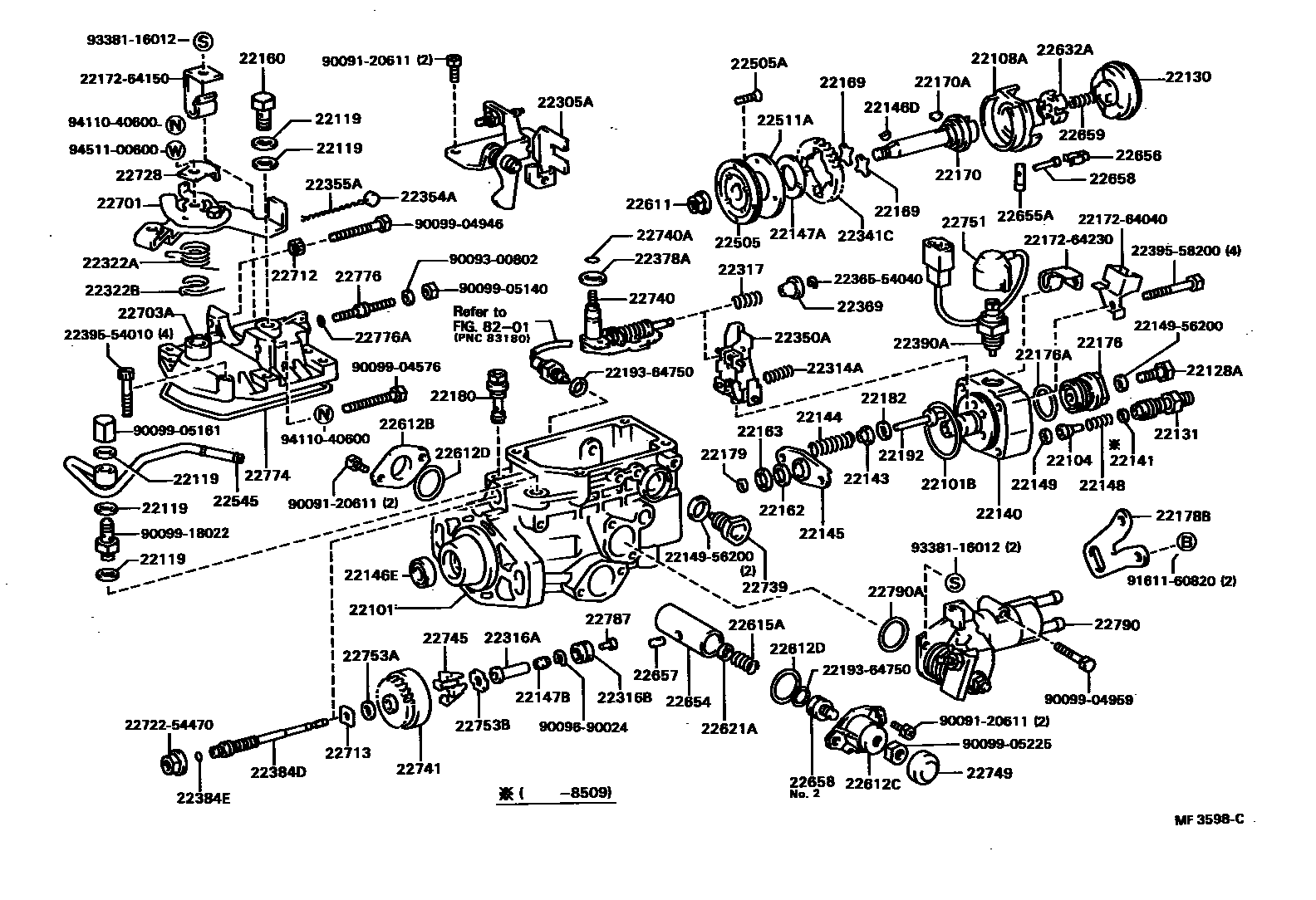 Toyota COROLLA 喷油泵体 EPC diagram — MF3598C