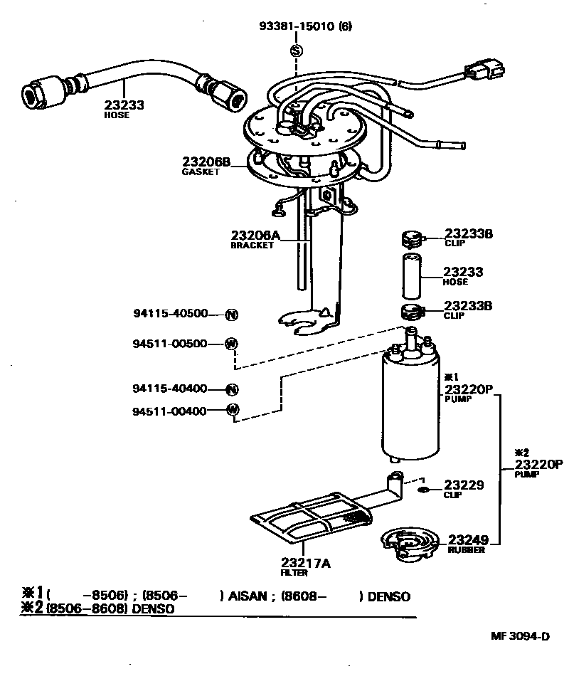 Toyota COROLLA 燃油喷射系统 EPC diagram — MF3094D