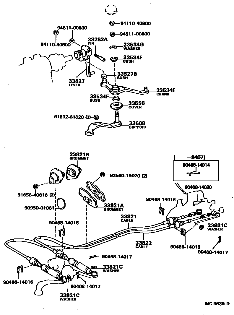 Toyota COROLLA Shift Lever & Retainer EPC diagram — MC9639D