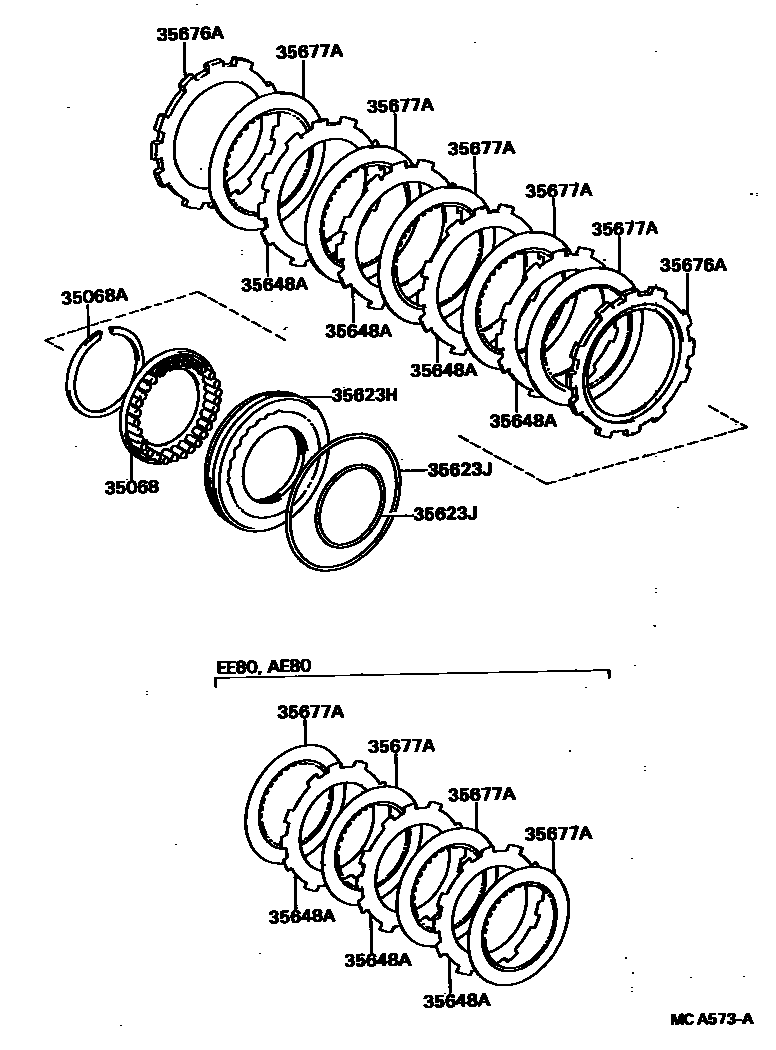 Toyota COROLLA 3号制动器、一档和倒档制动器(ATM) EPC diagram — MCA573A