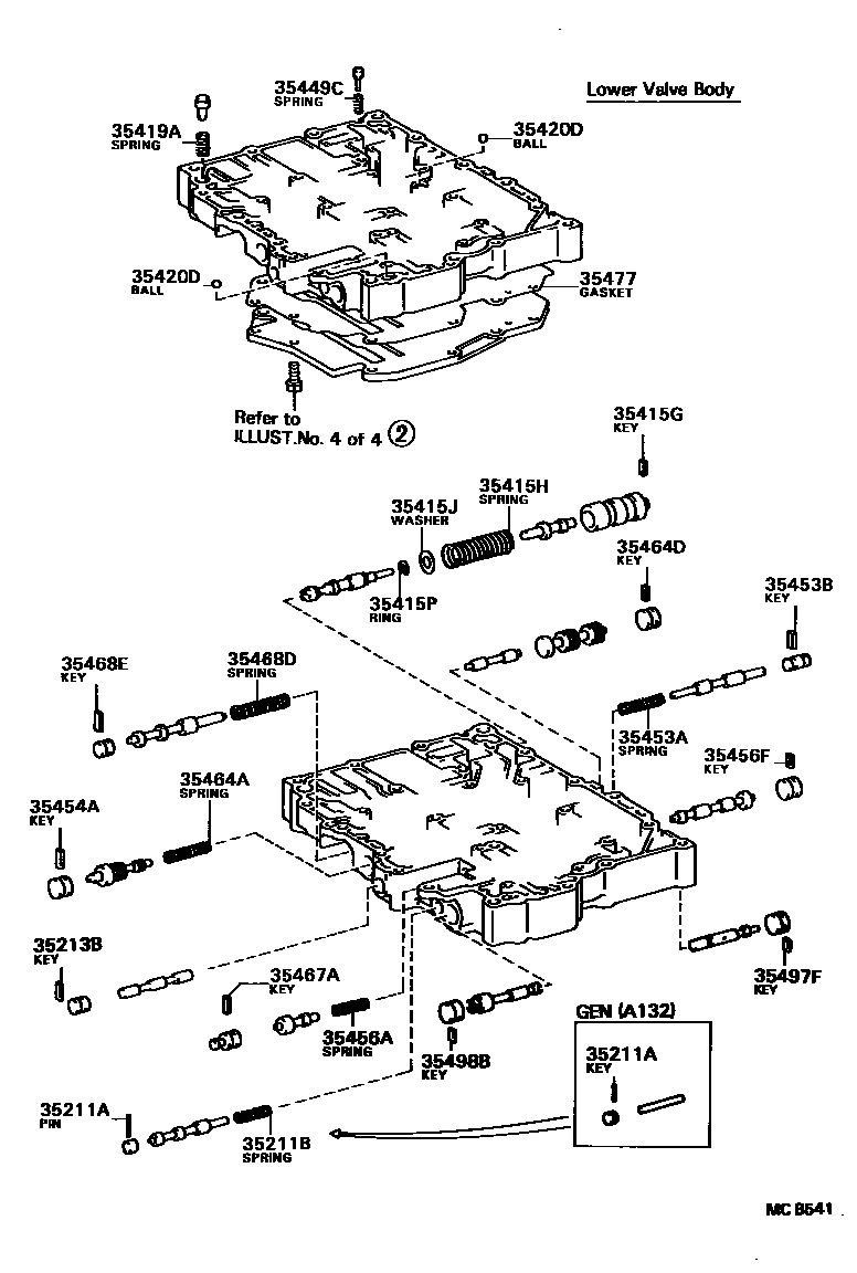 Toyota COROLLA 阀体和滤油网(ATM) EPC diagram — MCB541