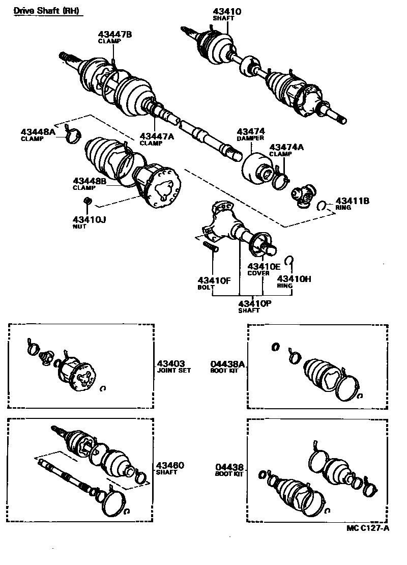Toyota COROLLA Front Drive Shaft EPC diagram — MCC127A