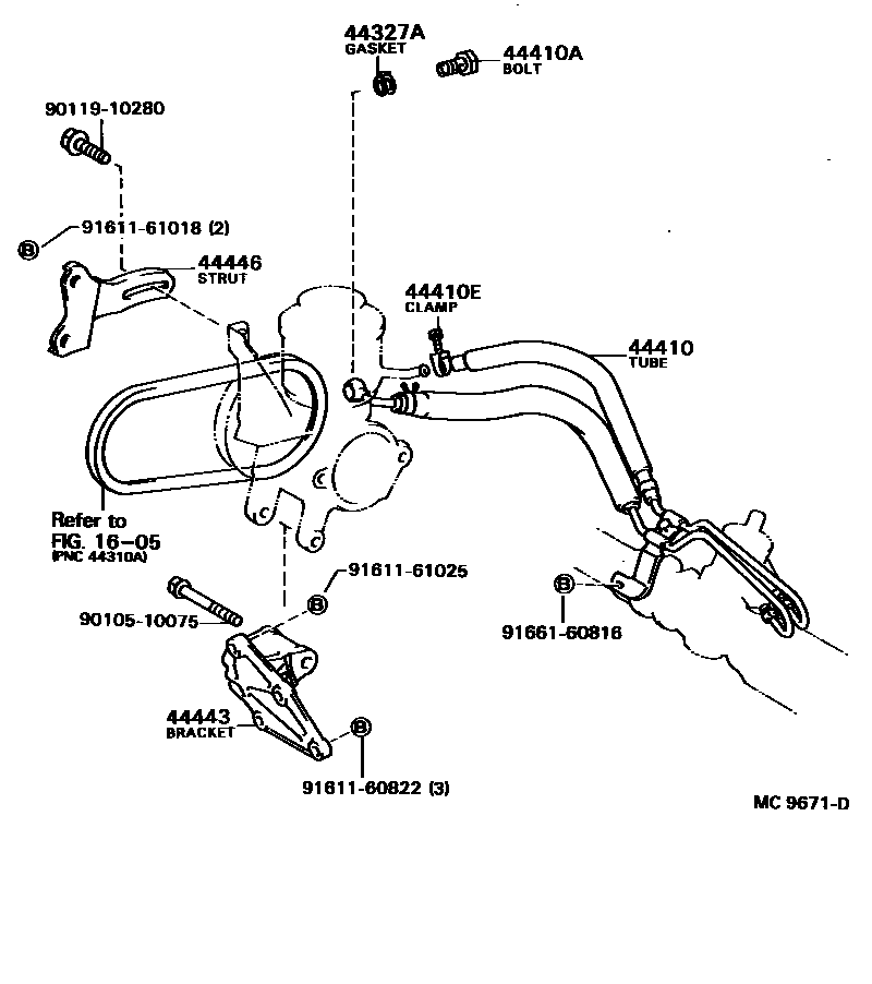 Toyota COROLLA 动力转向配管 EPC diagram — MC9671D
