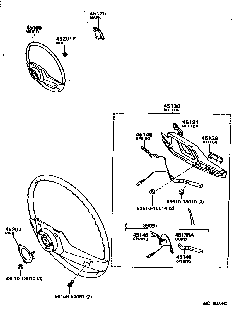 Toyota COROLLA Steering Wheel EPC diagram — MC9673C