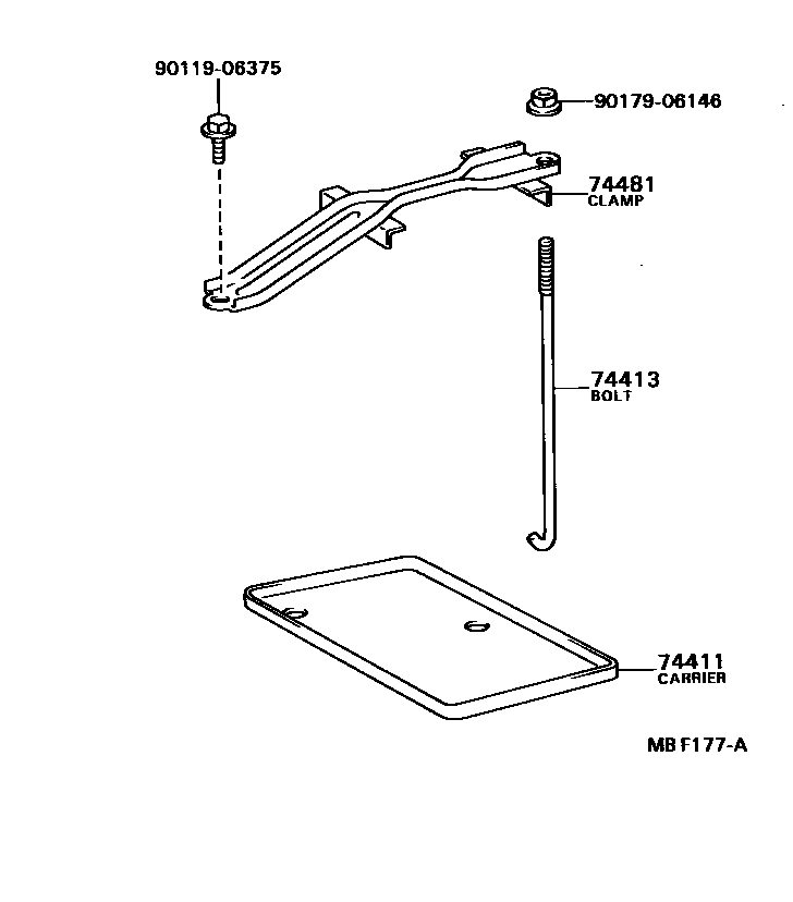 Toyota COROLLA battery holder EPC diagram — MBF177A