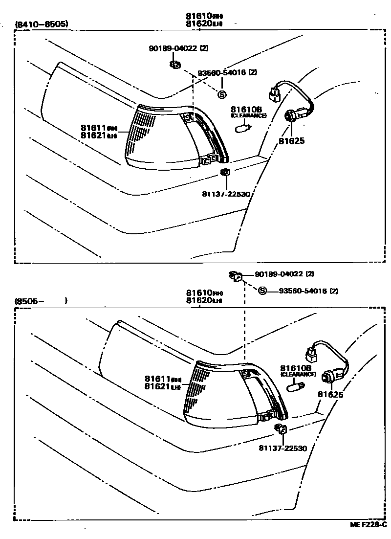 Toyota COROLLA 前示宽灯 EPC diagram — MEF228C