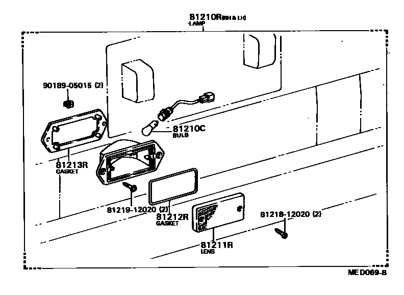 Toyota COROLLA 后雾灯 EPC diagram — MED069B