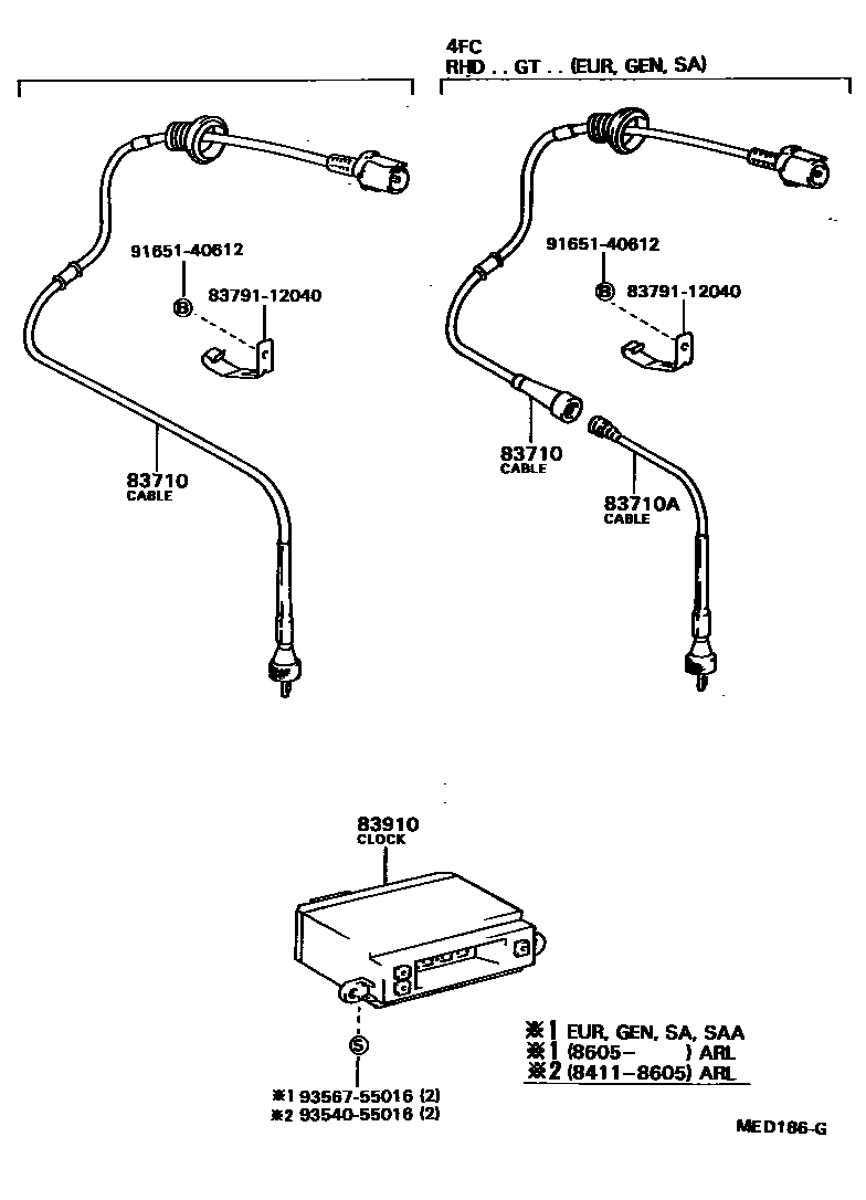 Toyota COROLLA 仪表 EPC diagram — MED186G