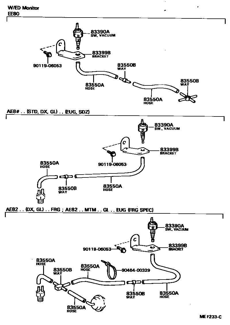 Toyota COROLLA 仪表 EPC diagram — MEF233C