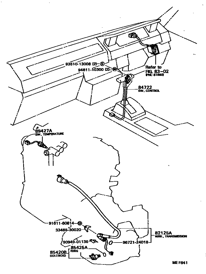 Toyota COROLLA 超速档和电子控制变速器 EPC diagram — MEF841