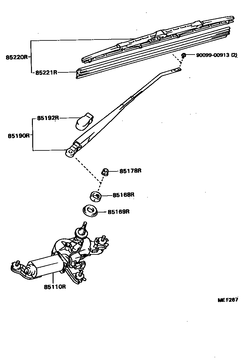Toyota COROLLA 后刮水器 EPC diagram — MEF267