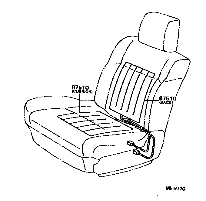 Toyota COROLLA 座椅电机和座椅加热器 EPC diagram — MEH770